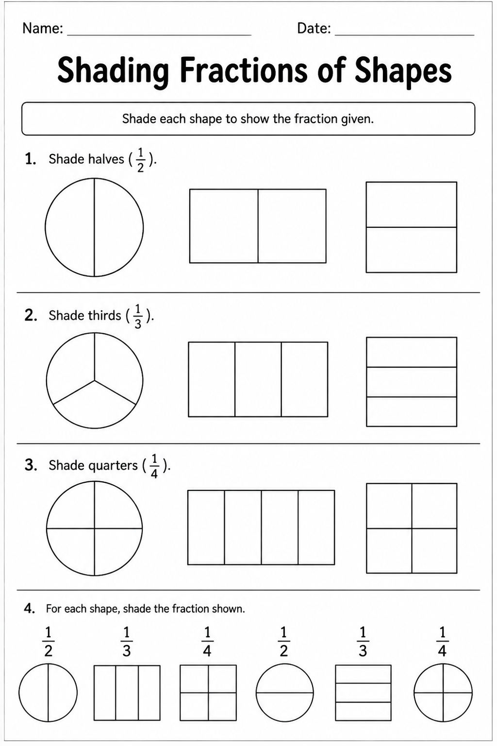 Shading Fractions of Shapes