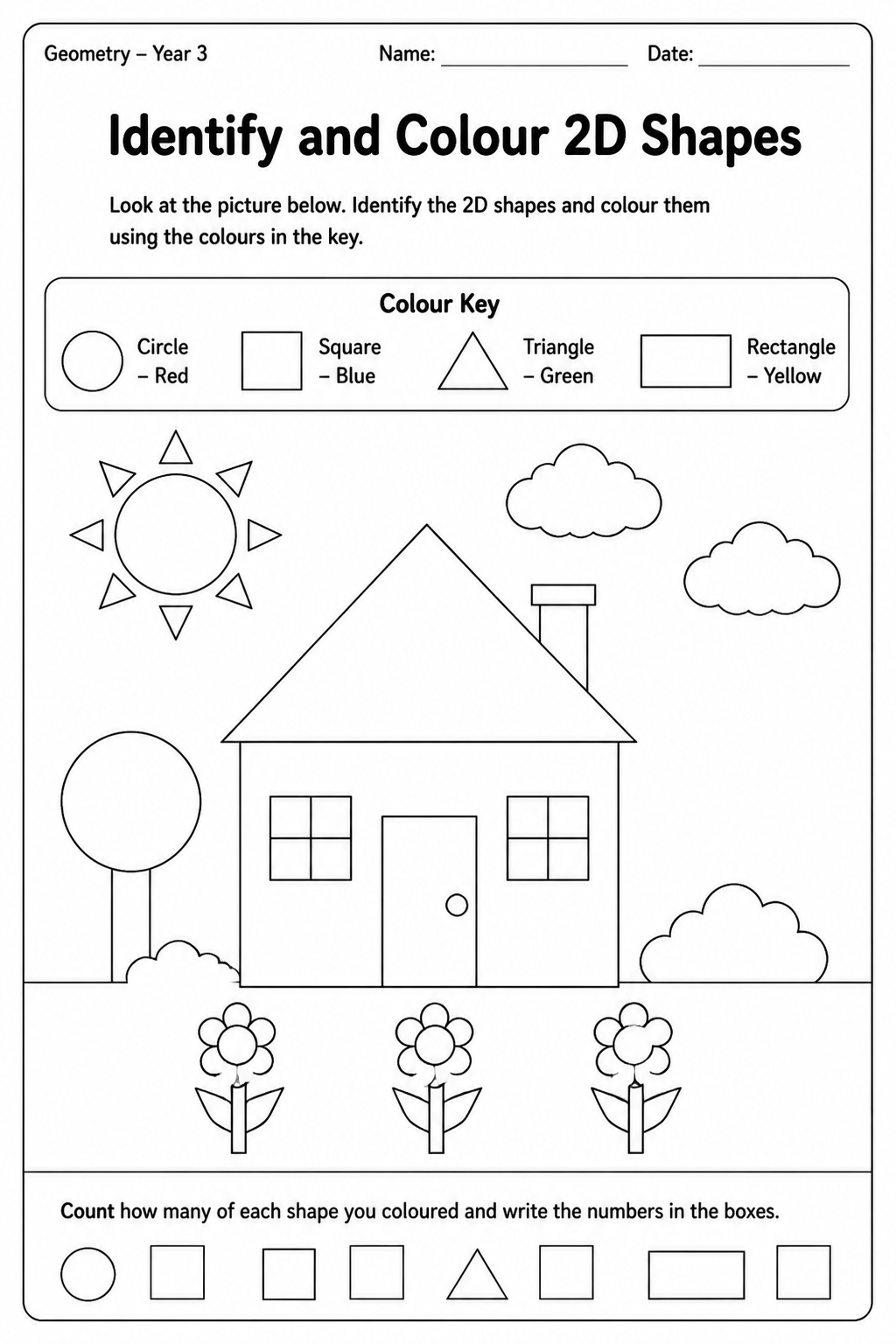 Identify and Colour 2D Shapes