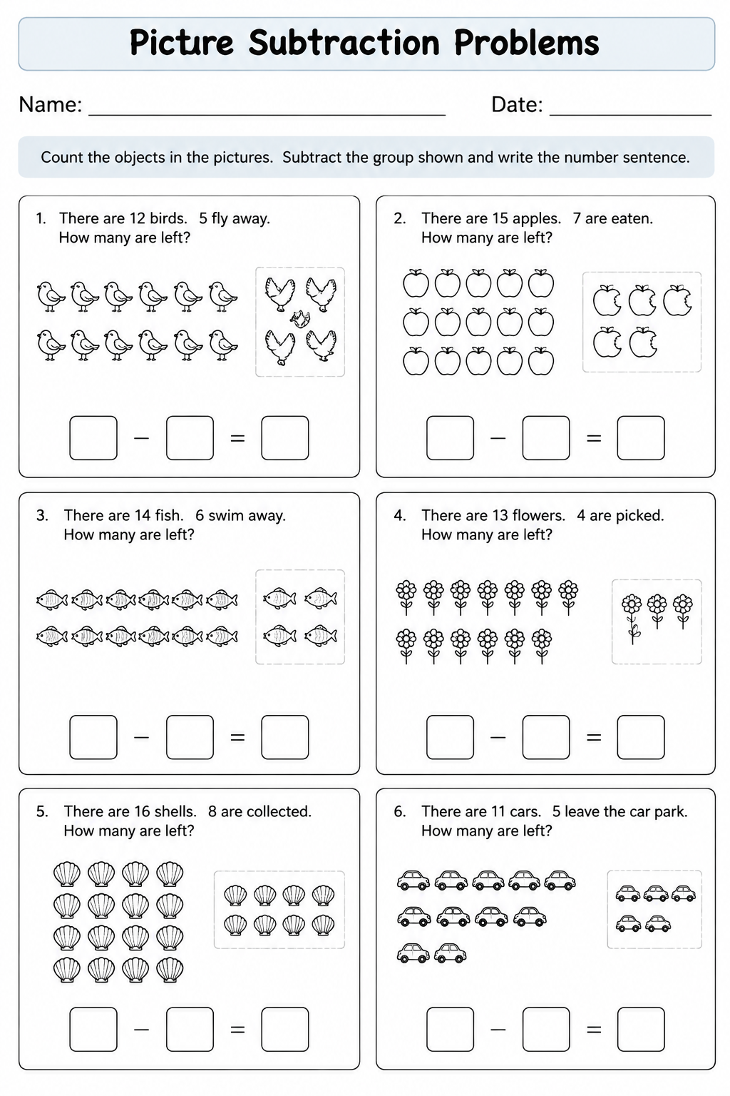 Picture Subtraction Problems
