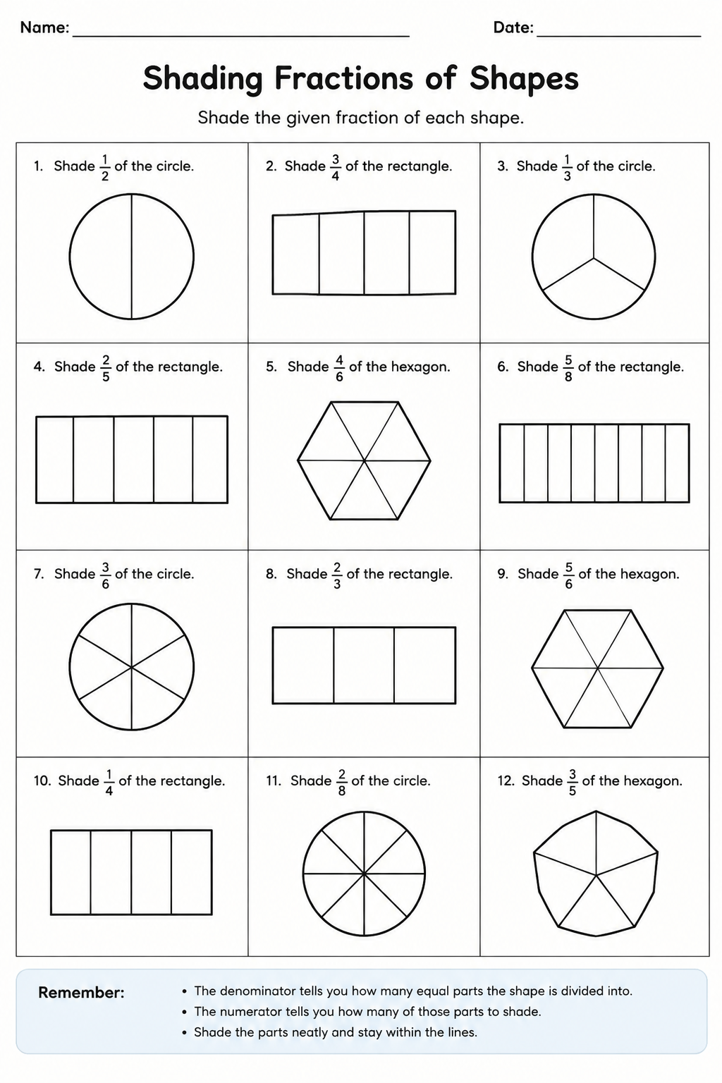 Shading Fractions of Shapes