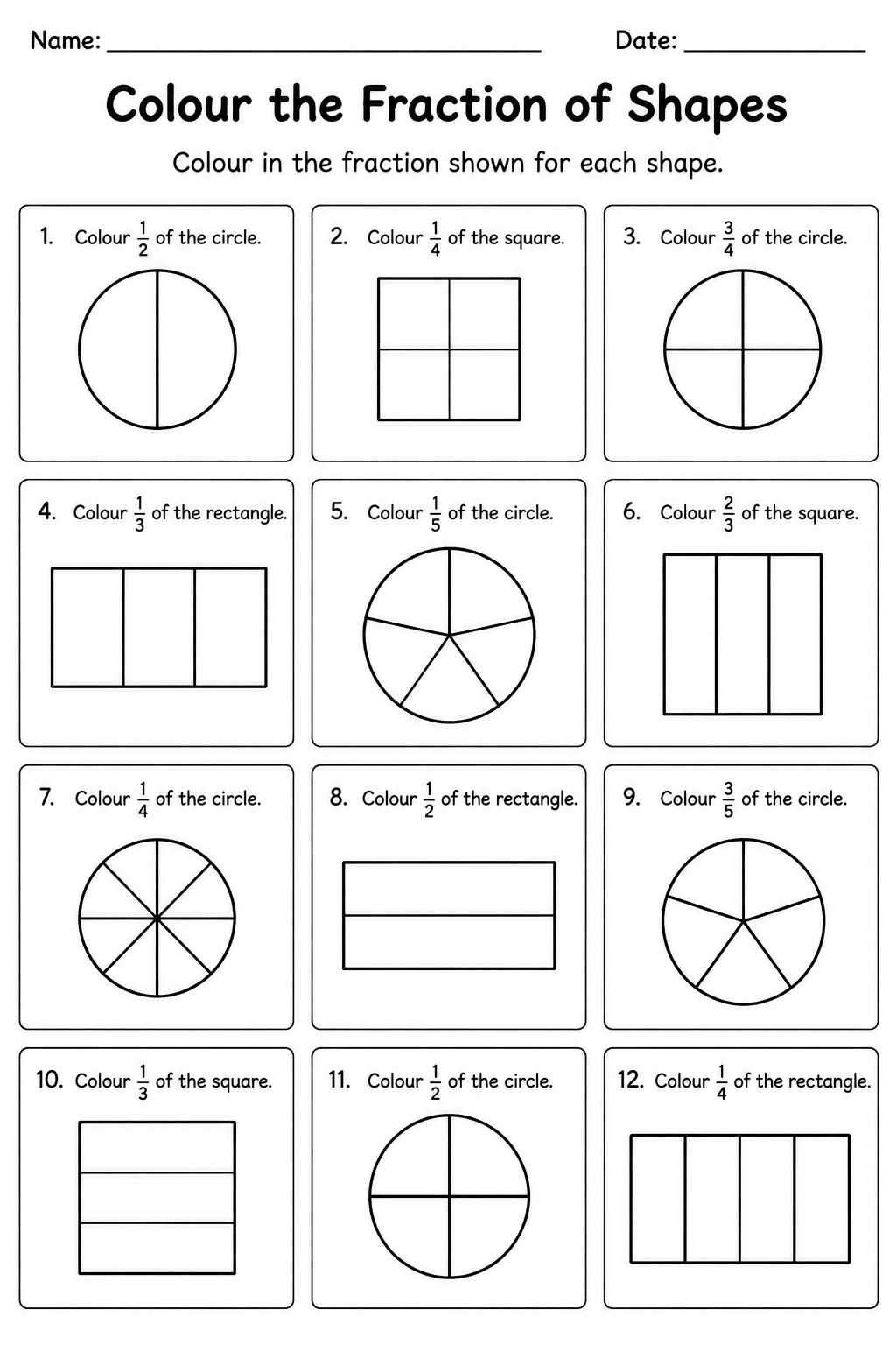 Colour the Fraction of Shapes