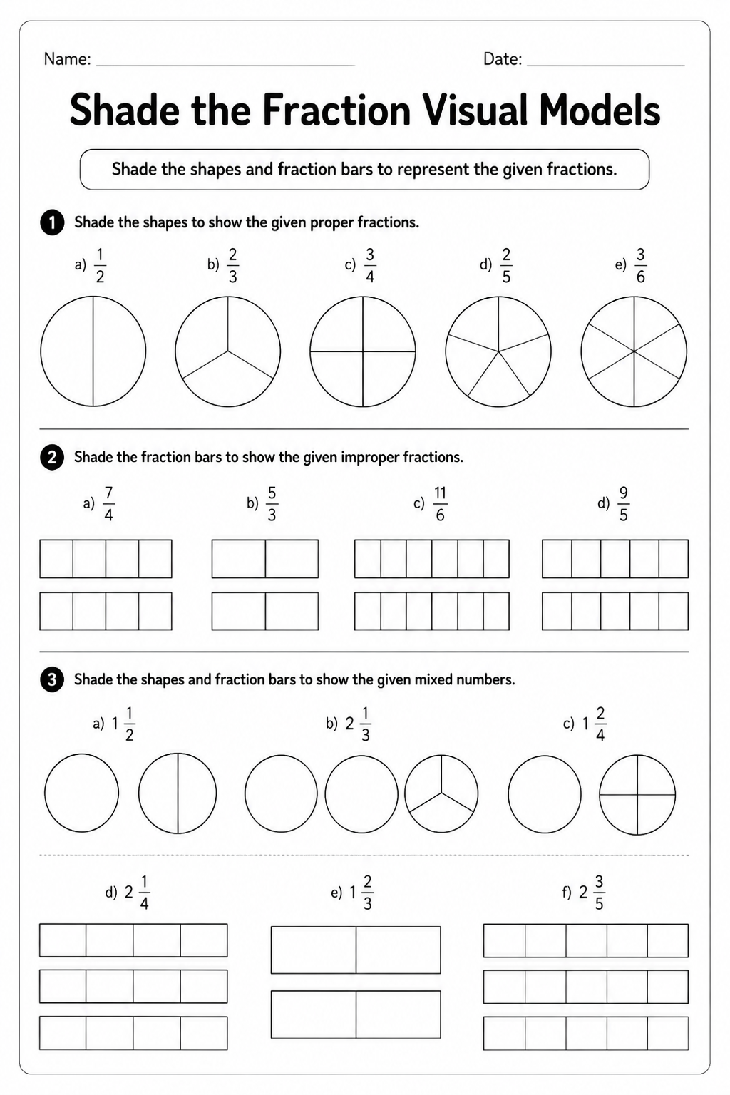 Shade the Fraction Visual Models