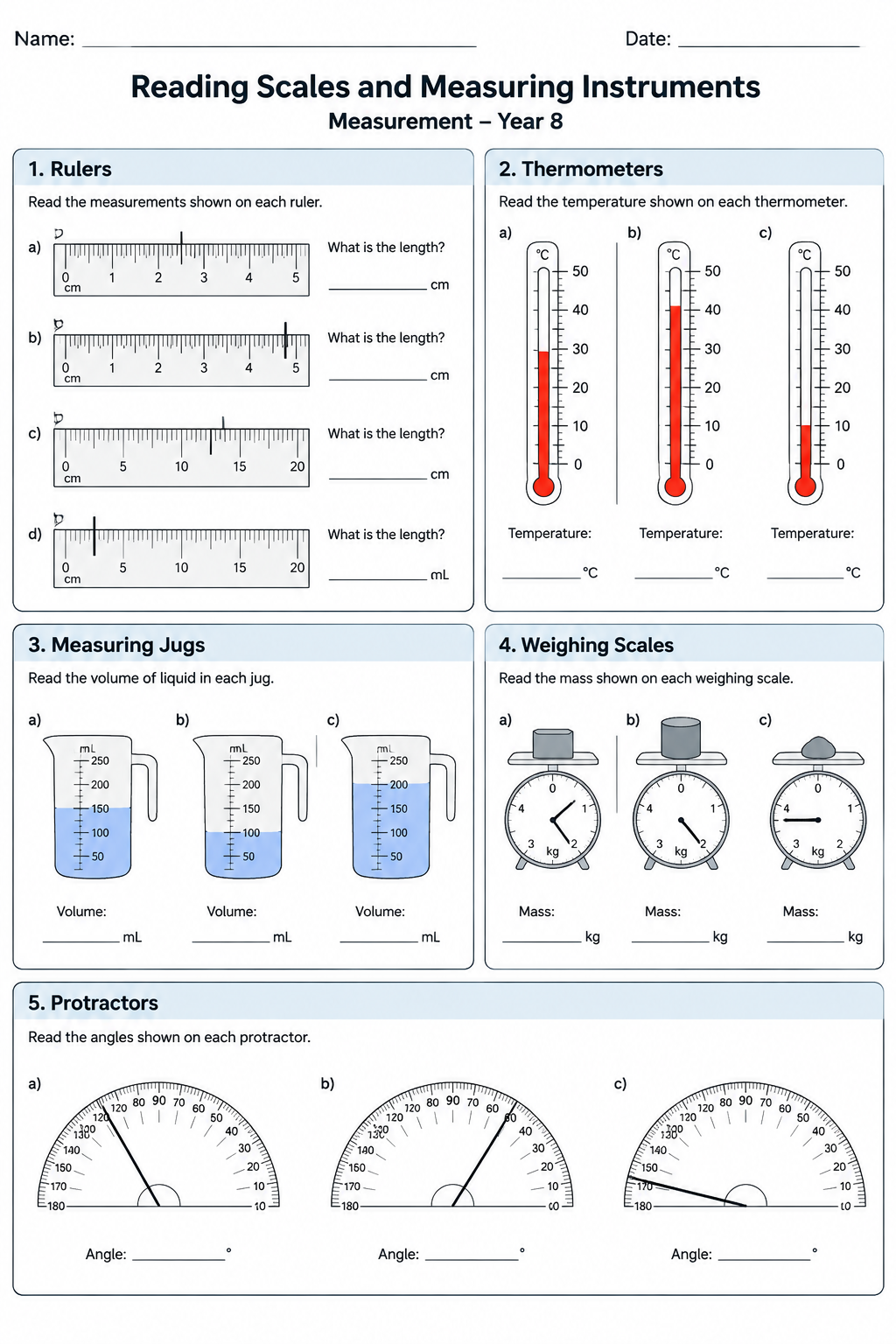 Reading Scales and Measuring Instruments