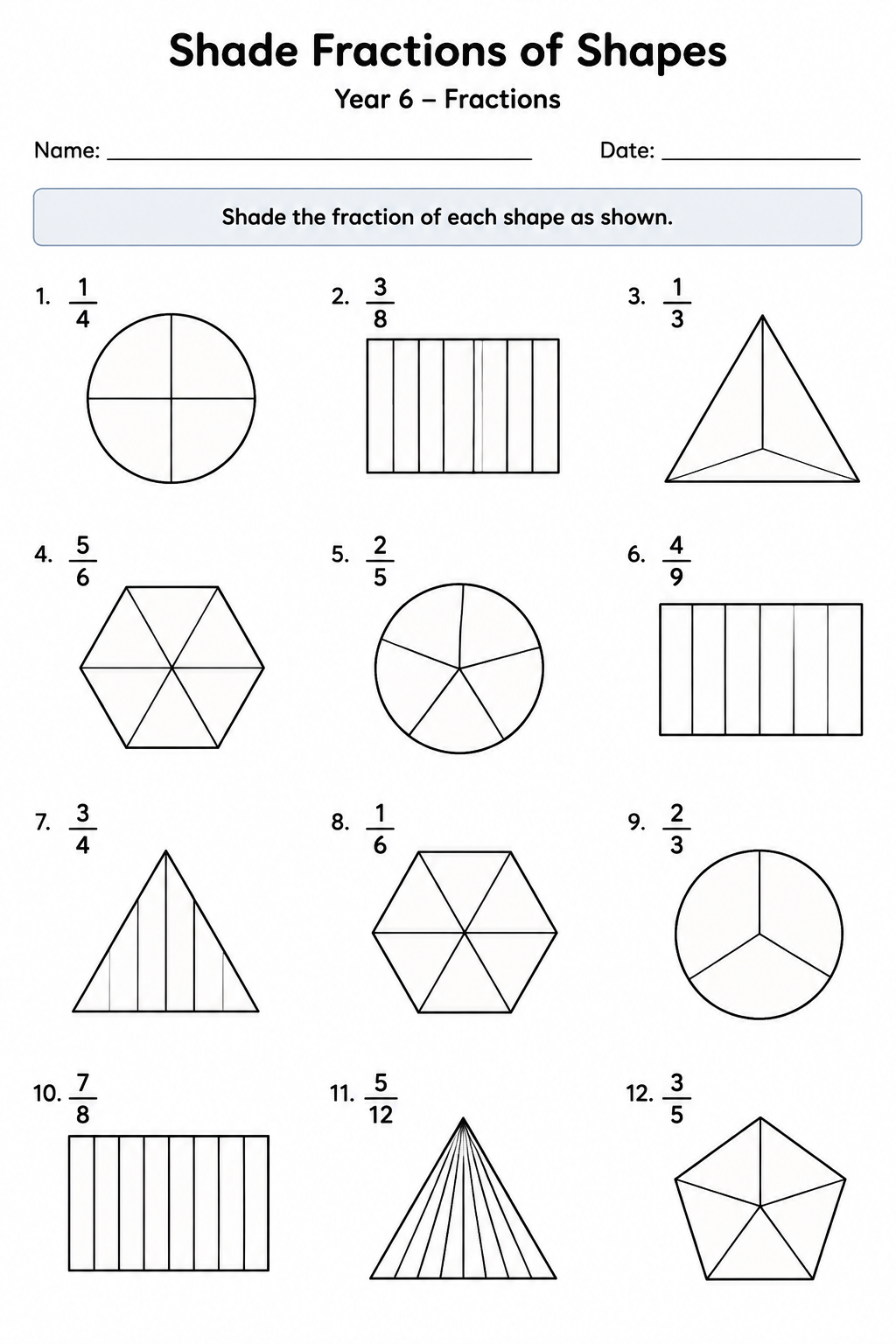 Shade Fractions of Shapes