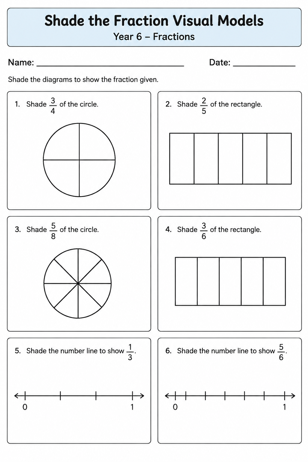 Shade the Fraction Visual Models
