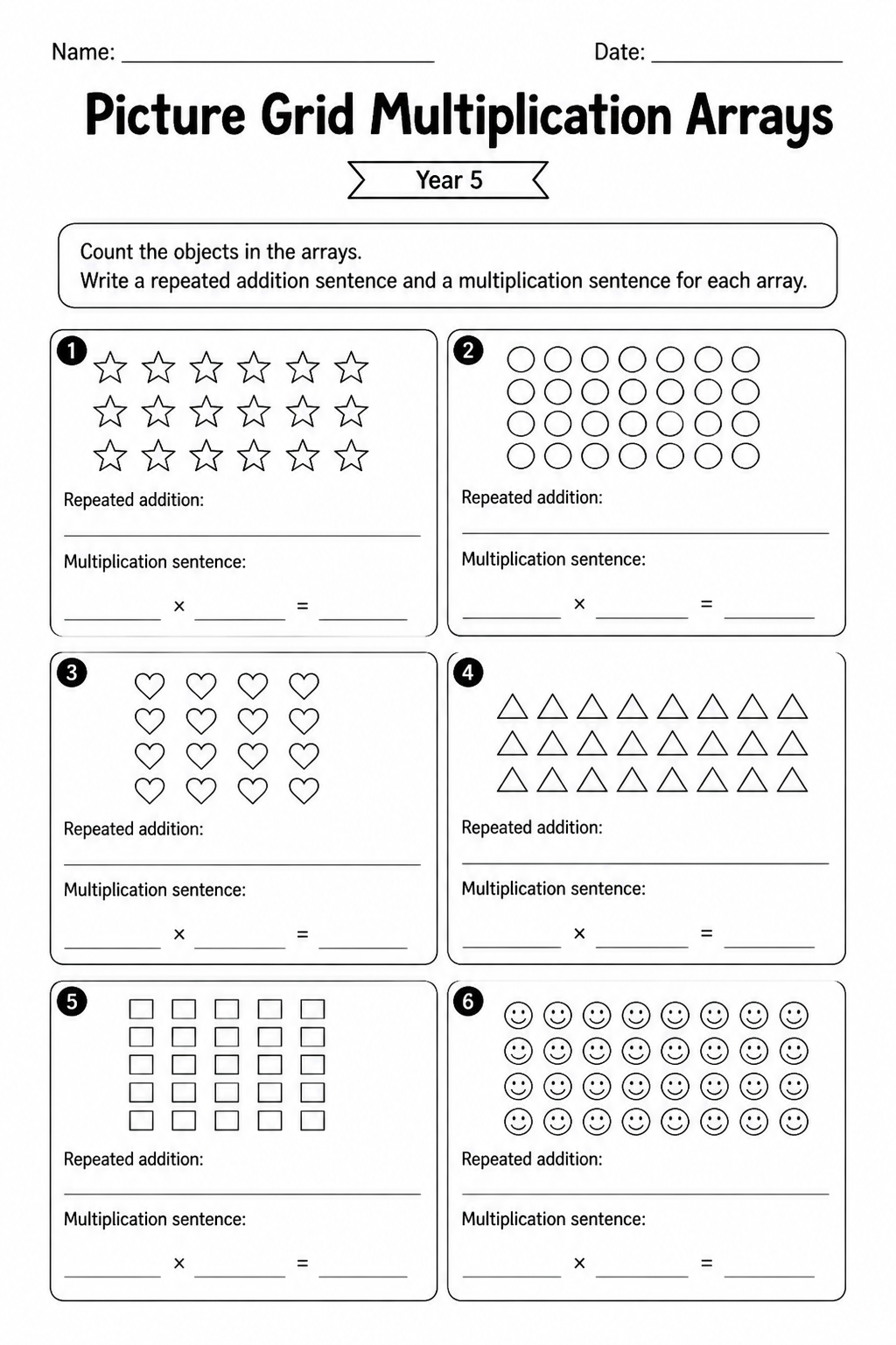 Picture Grid Multiplication Arrays