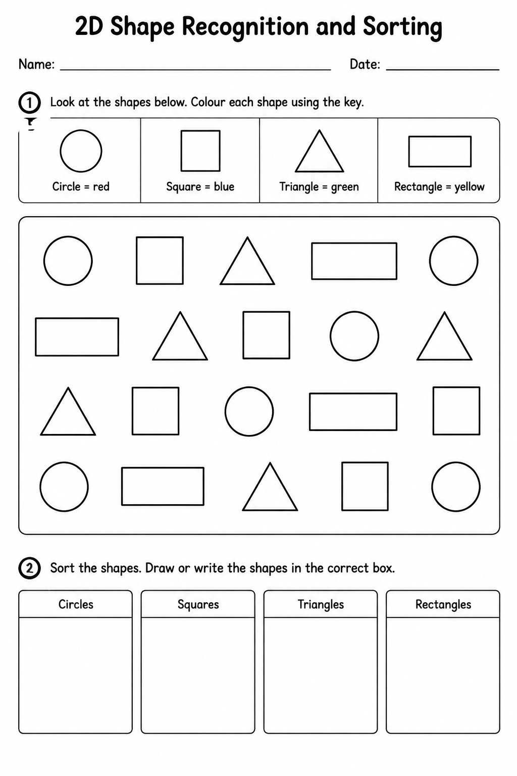 2D Shape Recognition and Sorting