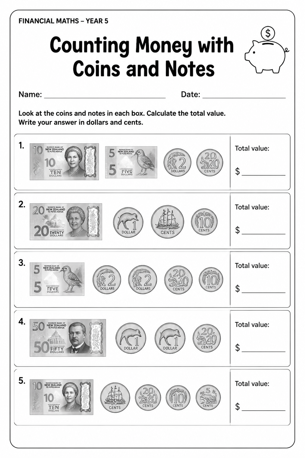 Counting Money with Coins and Notes