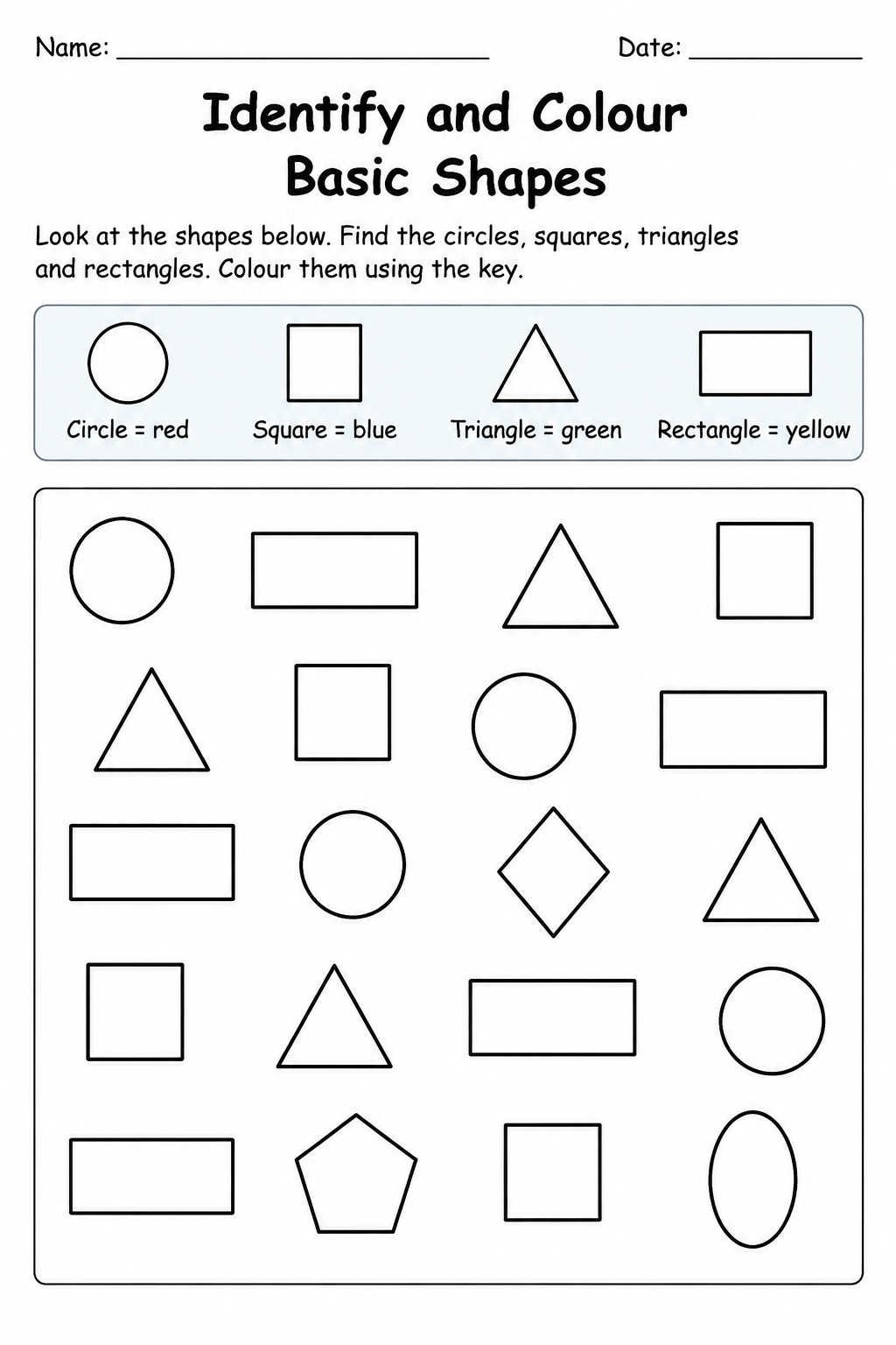 Identify and Colour Basic Shapes