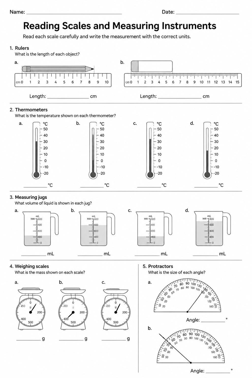 Reading Scales and Measuring Instruments
