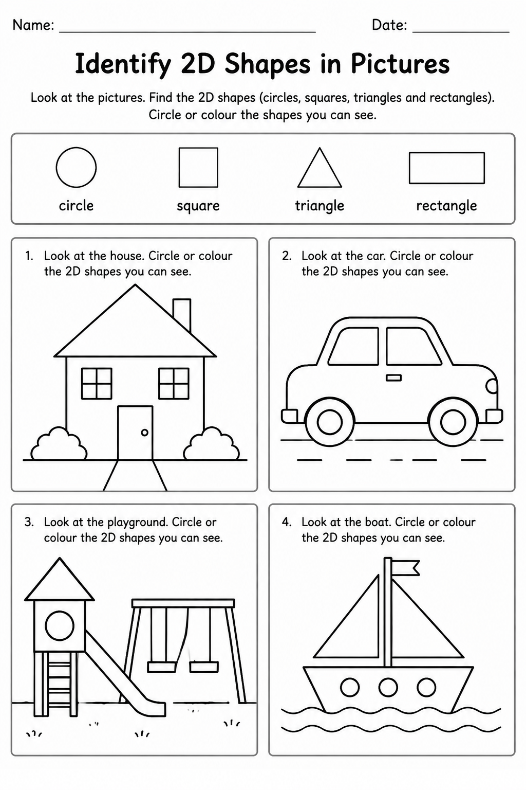 Identify 2D Shapes in Pictures