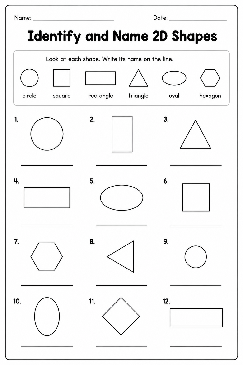 Identify and Name 2D Shapes