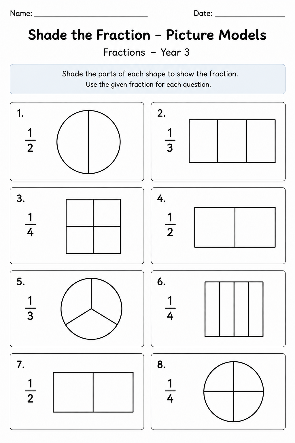 Shade the Fraction - Picture Models