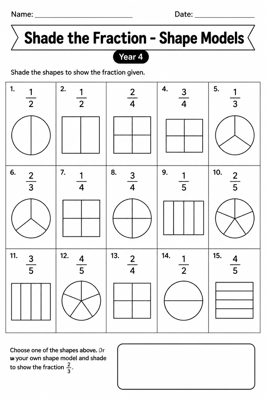 Shade the Fraction - Shape Models