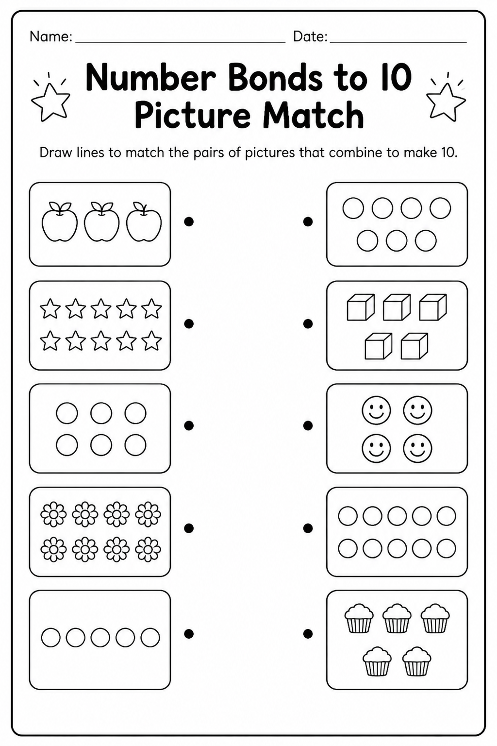 Number Bonds to 10 Picture Match