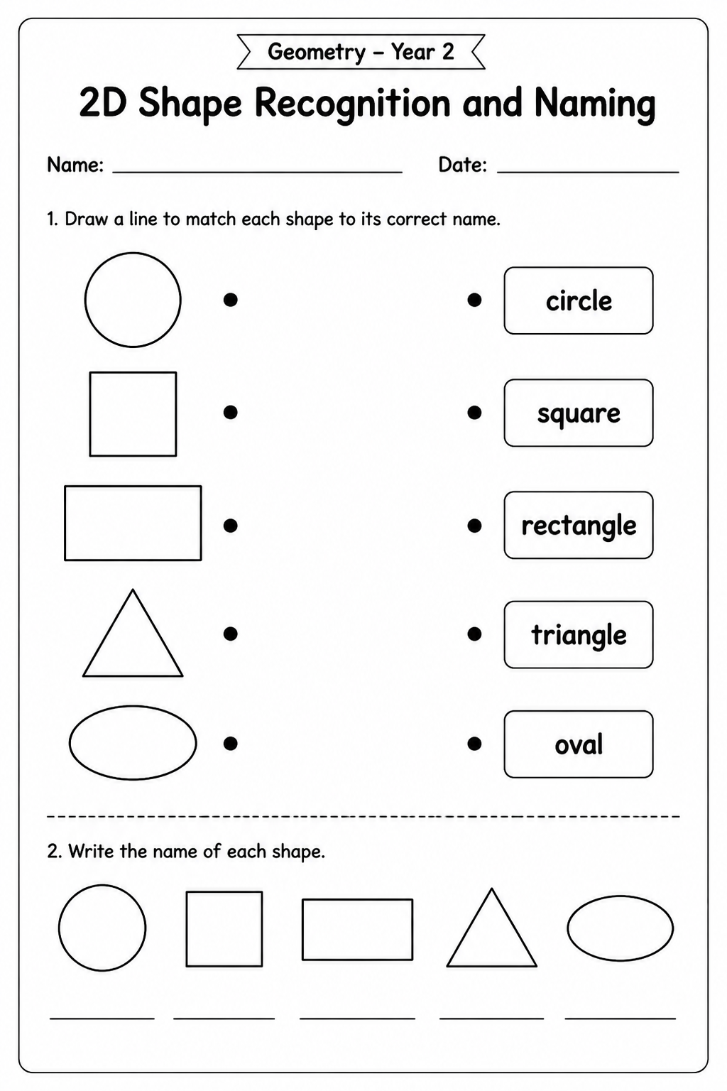 2D Shape Recognition and Naming