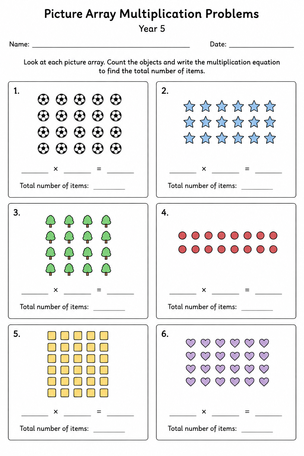 Picture Array Multiplication Problems
