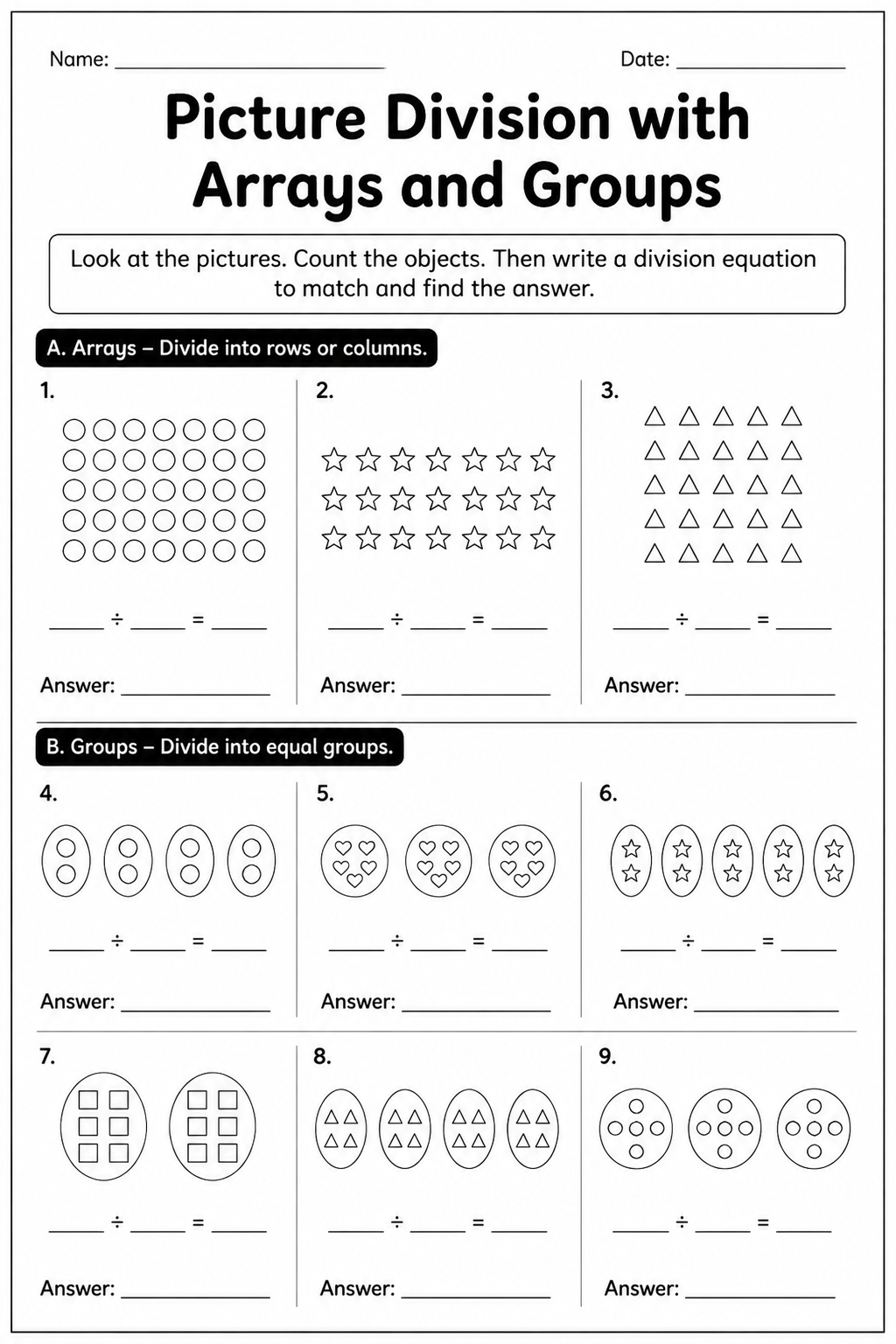 Picture Division with Arrays and Groups
