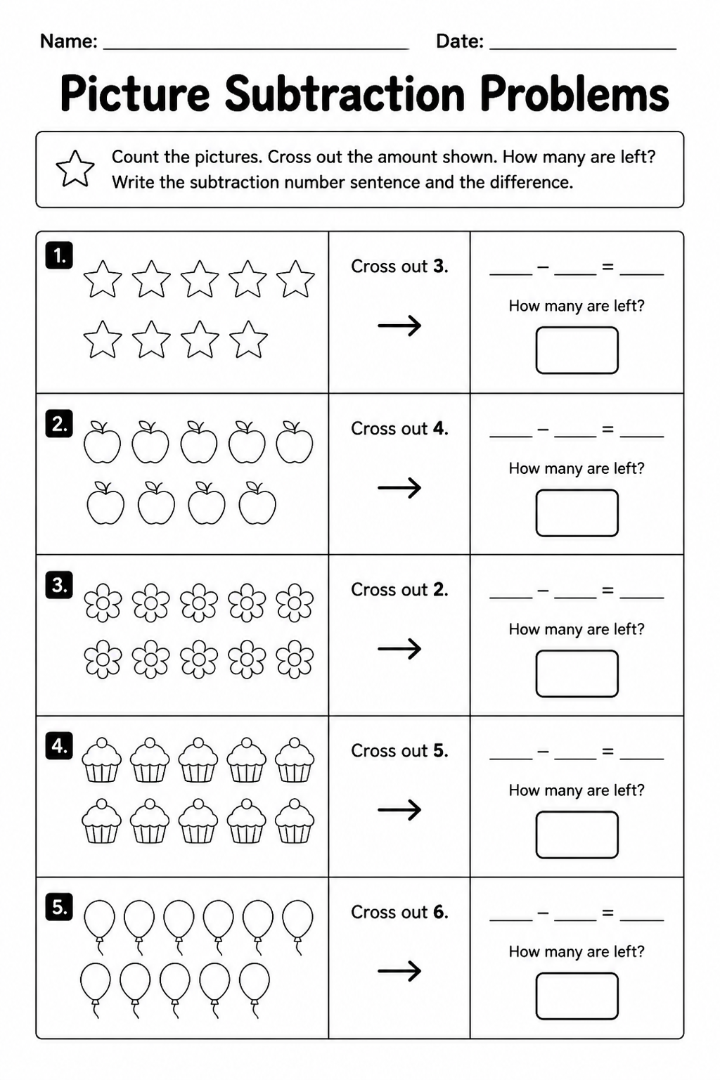 Picture Subtraction Problems
