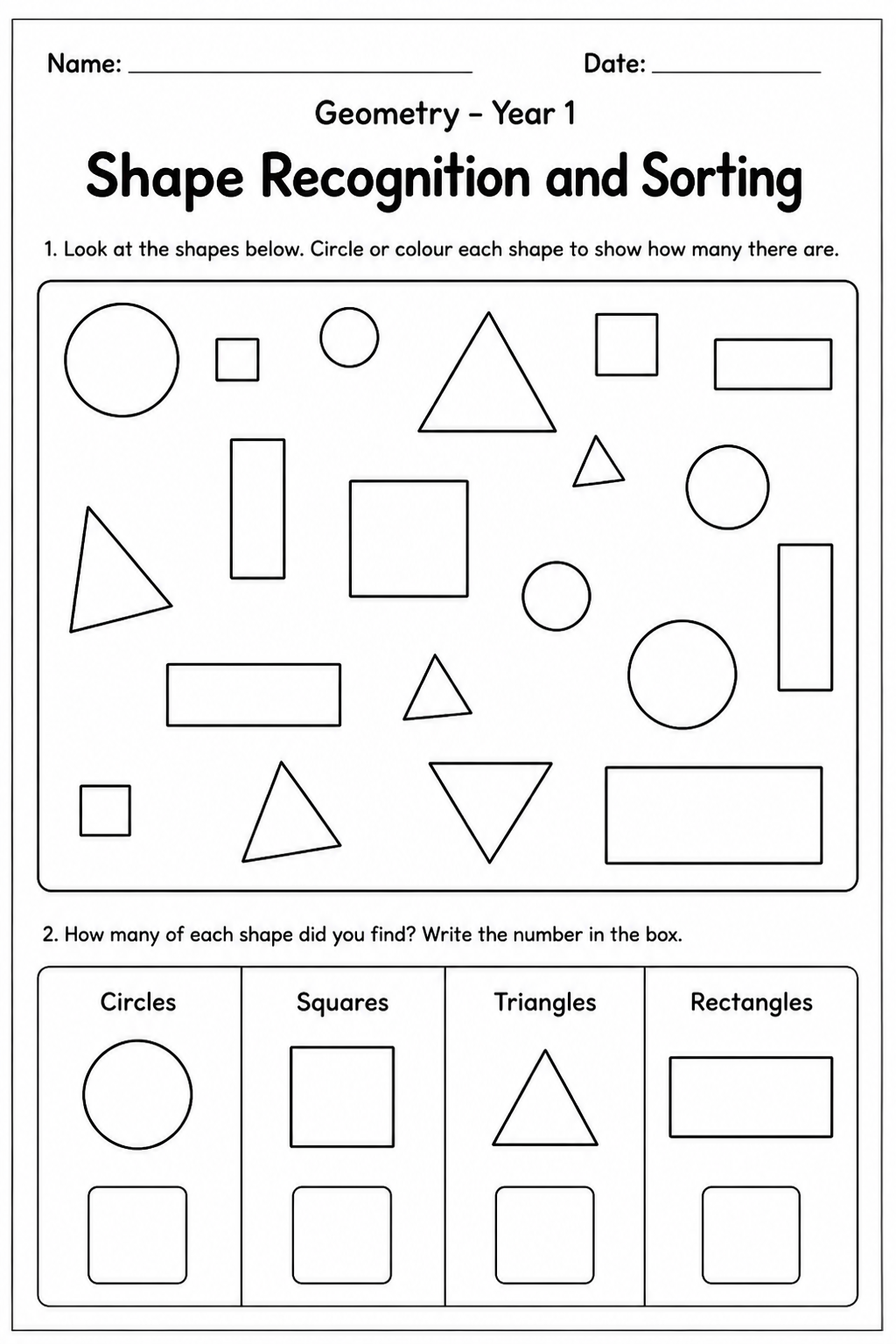 Shape Recognition and Sorting