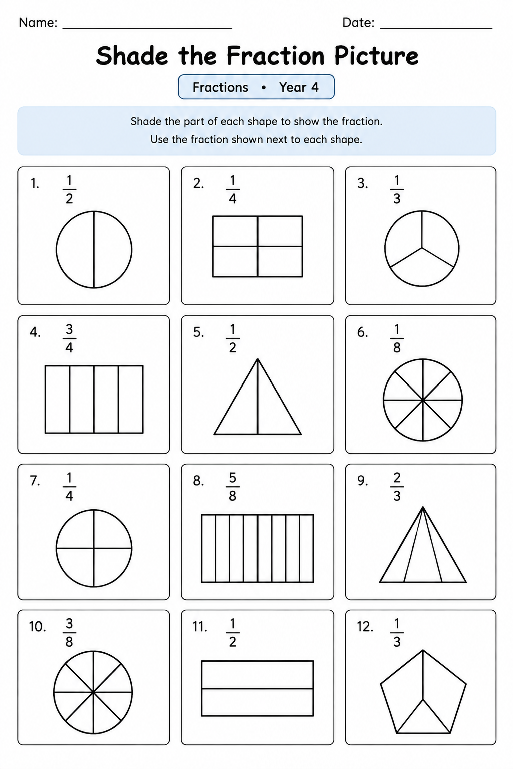 Shade the Fraction Picture