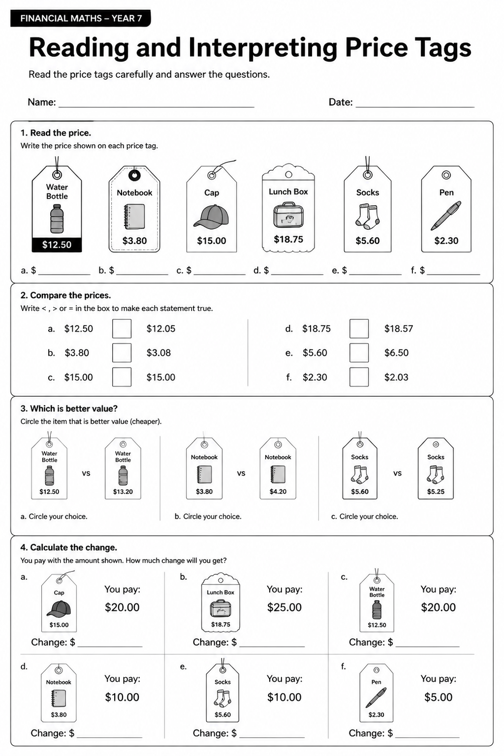 Reading and Interpreting Price Tags