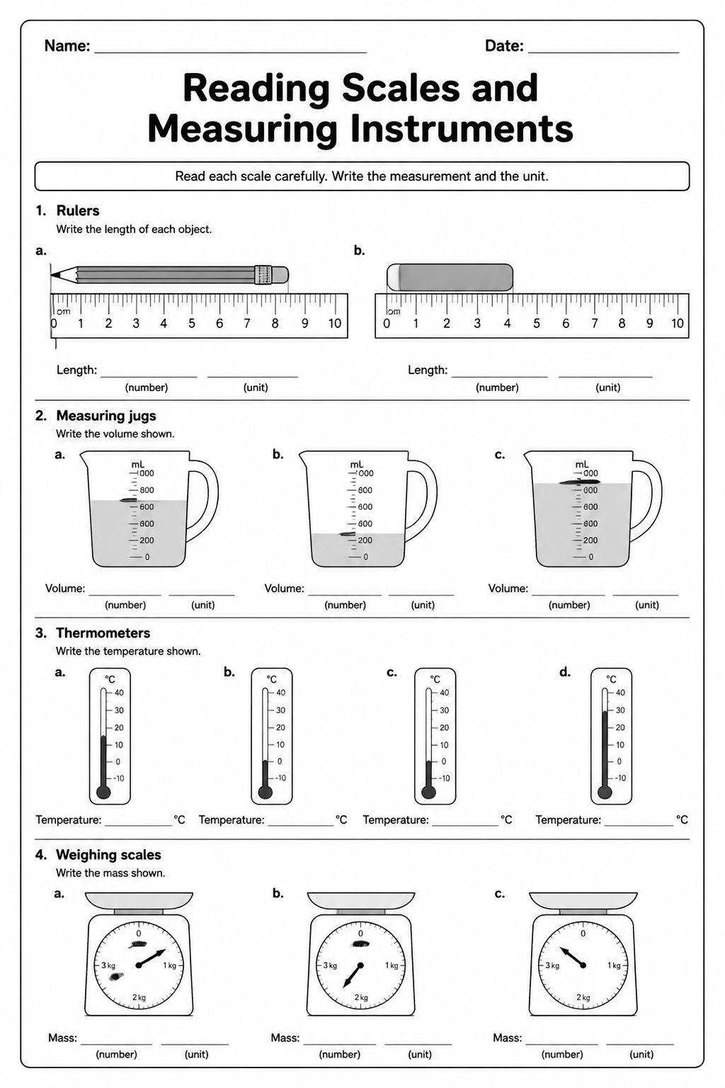 Reading Scales and Measuring Instruments