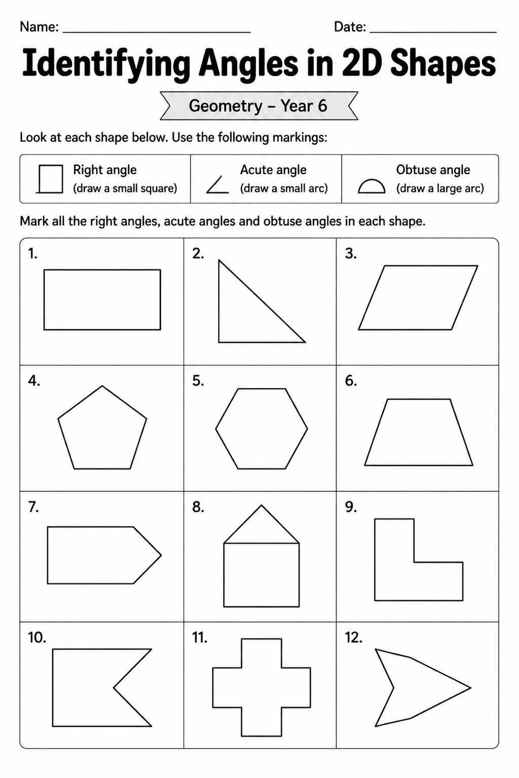 Identifying Angles in 2D Shapes