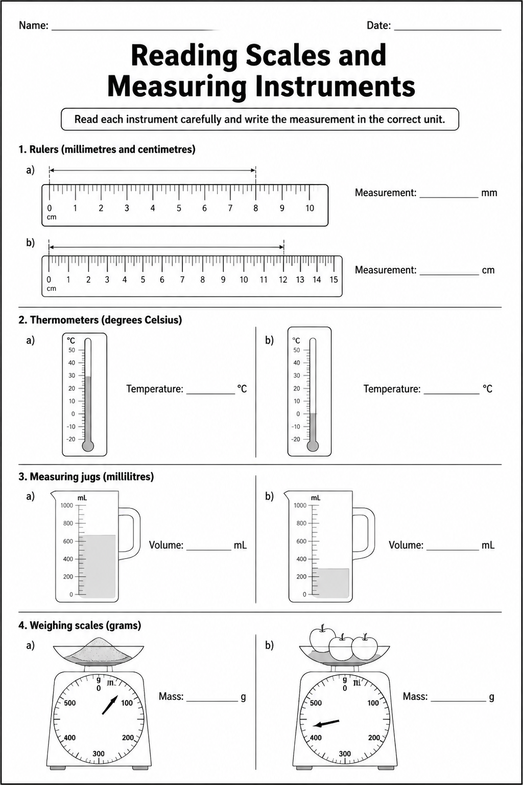 Reading Scales and Measuring Instruments