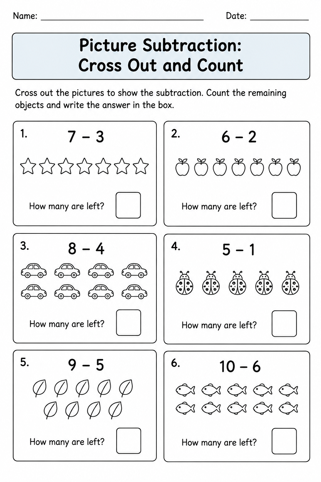 Picture Subtraction: Cross Out and Count