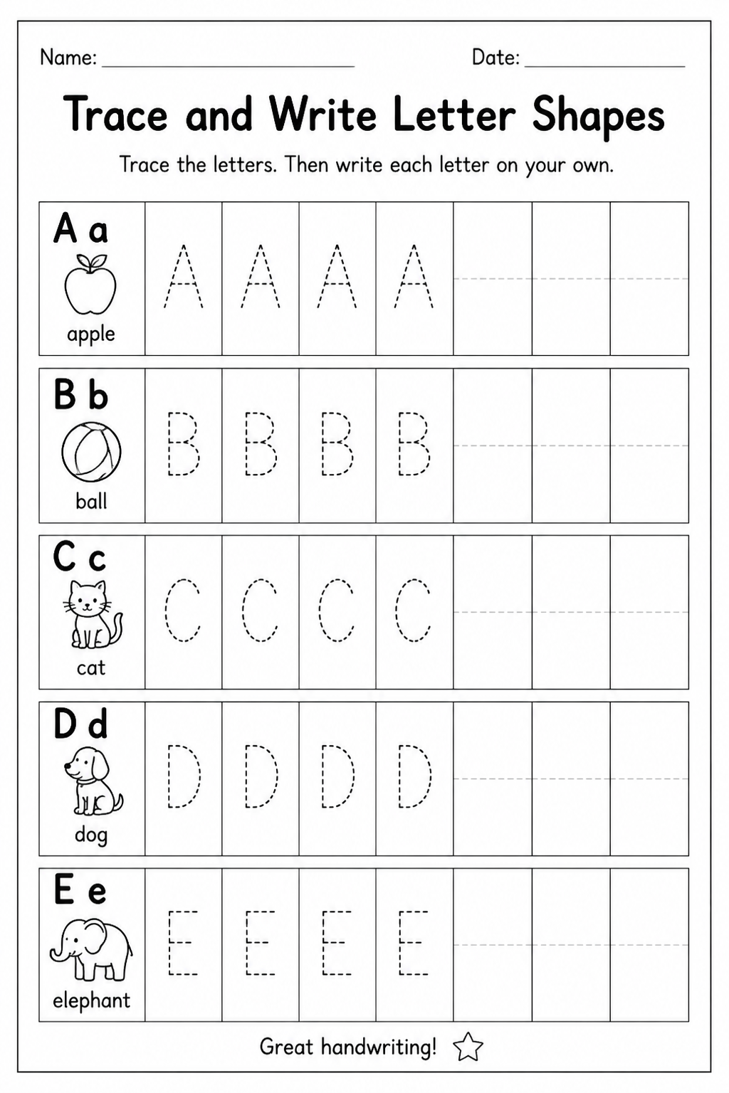 Trace and Write Letter Shapes