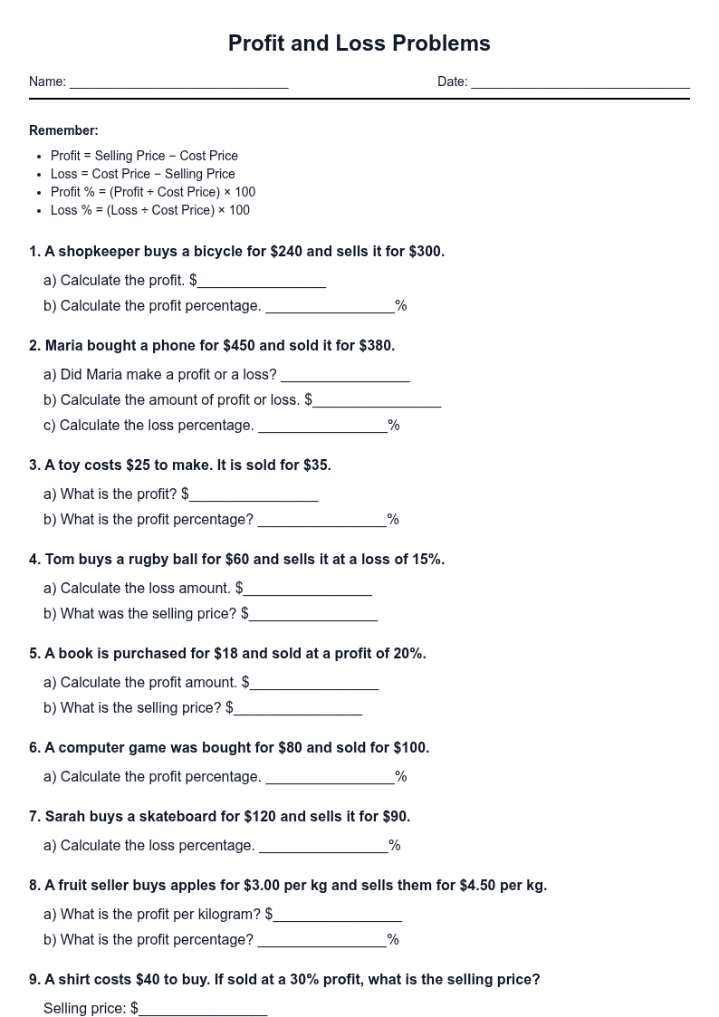 Profit and Loss Problems