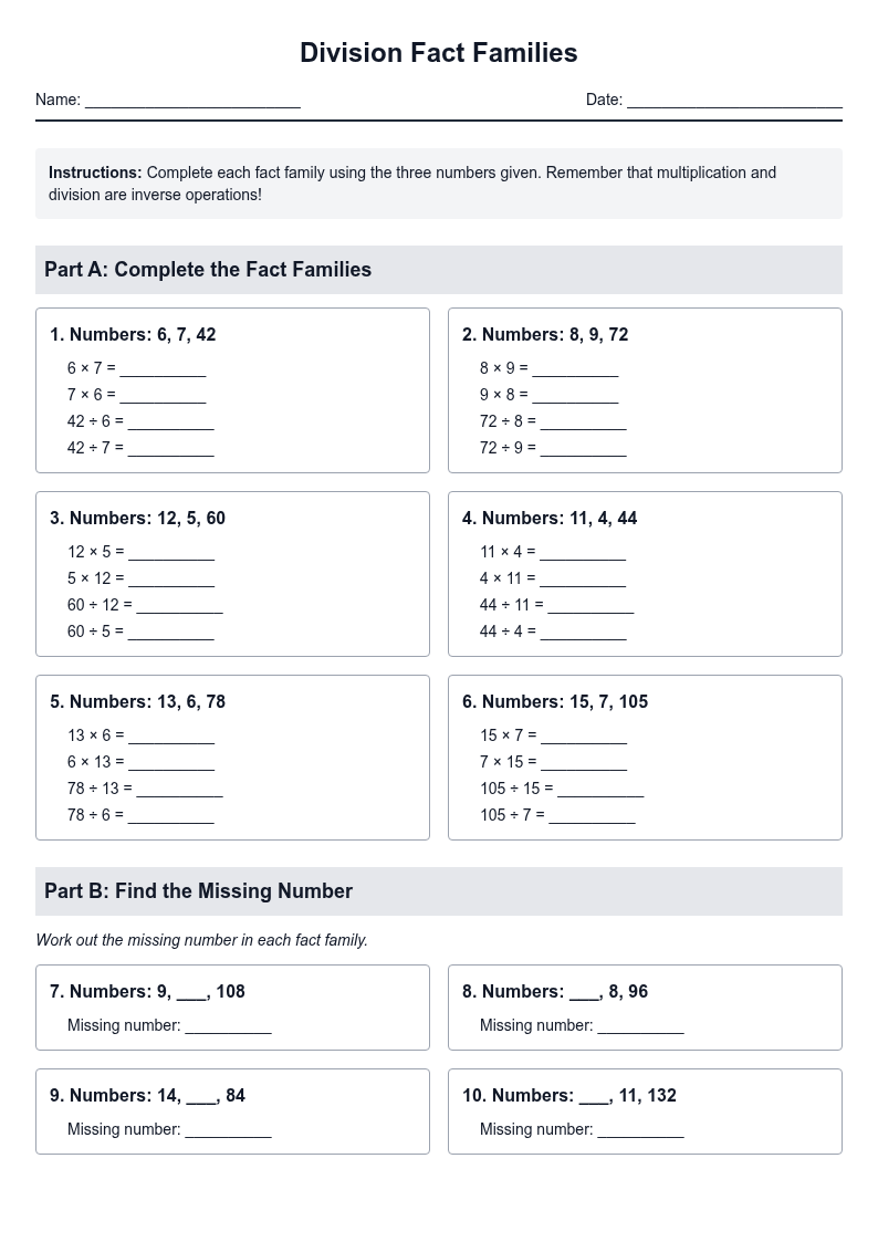 Division Fact Families