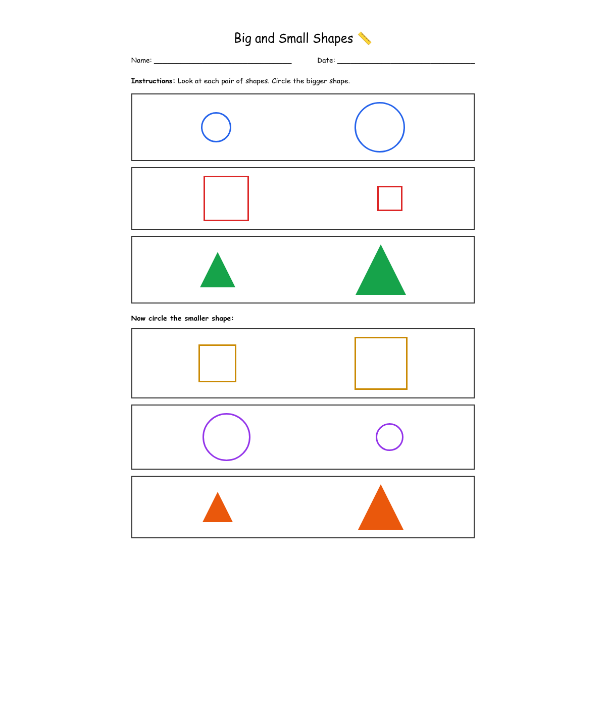 Big and Small Shapes Comparison