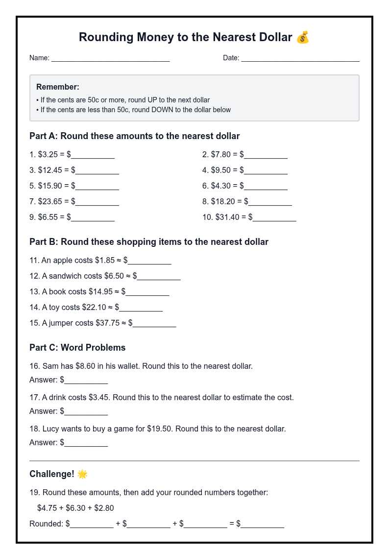 Rounding Money to the Nearest Dollar