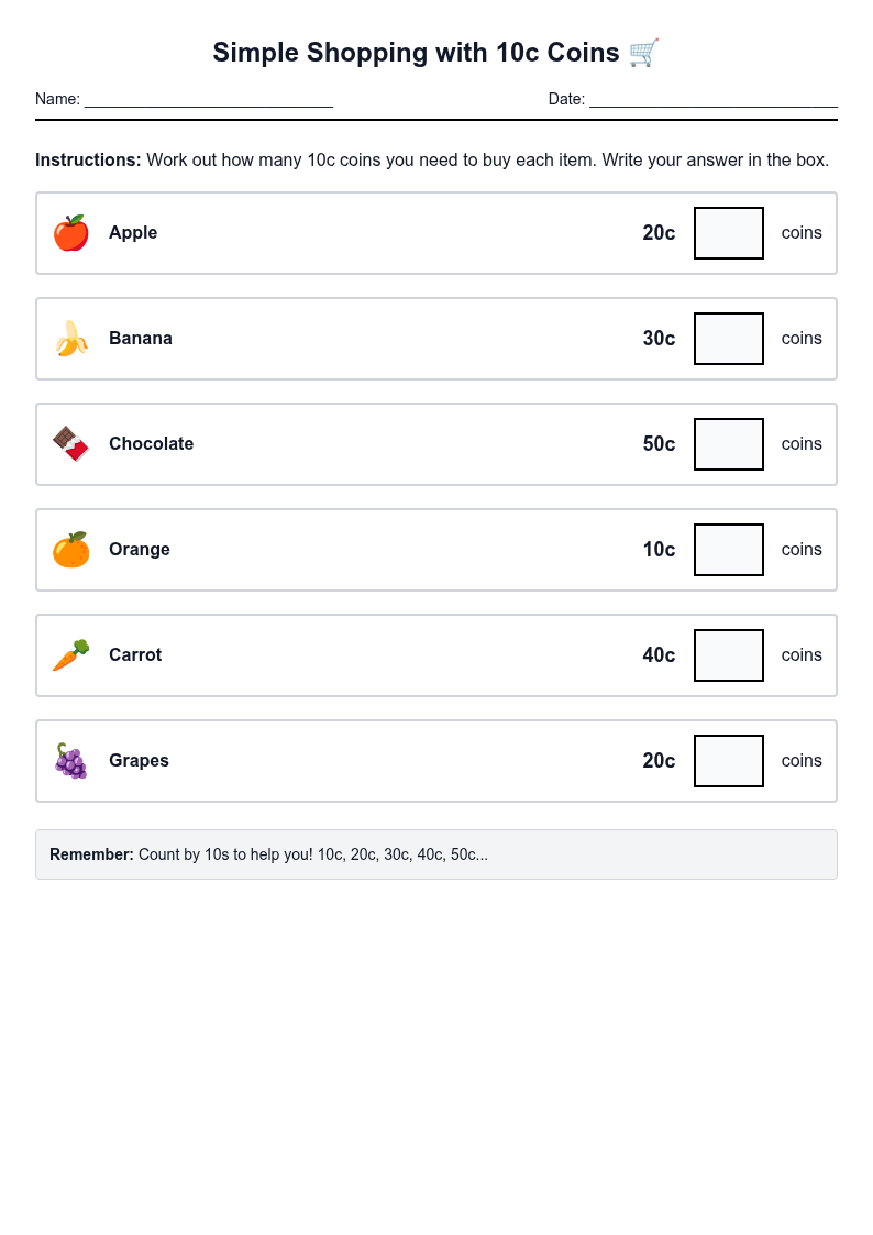 Simple Shopping with 10c Coins