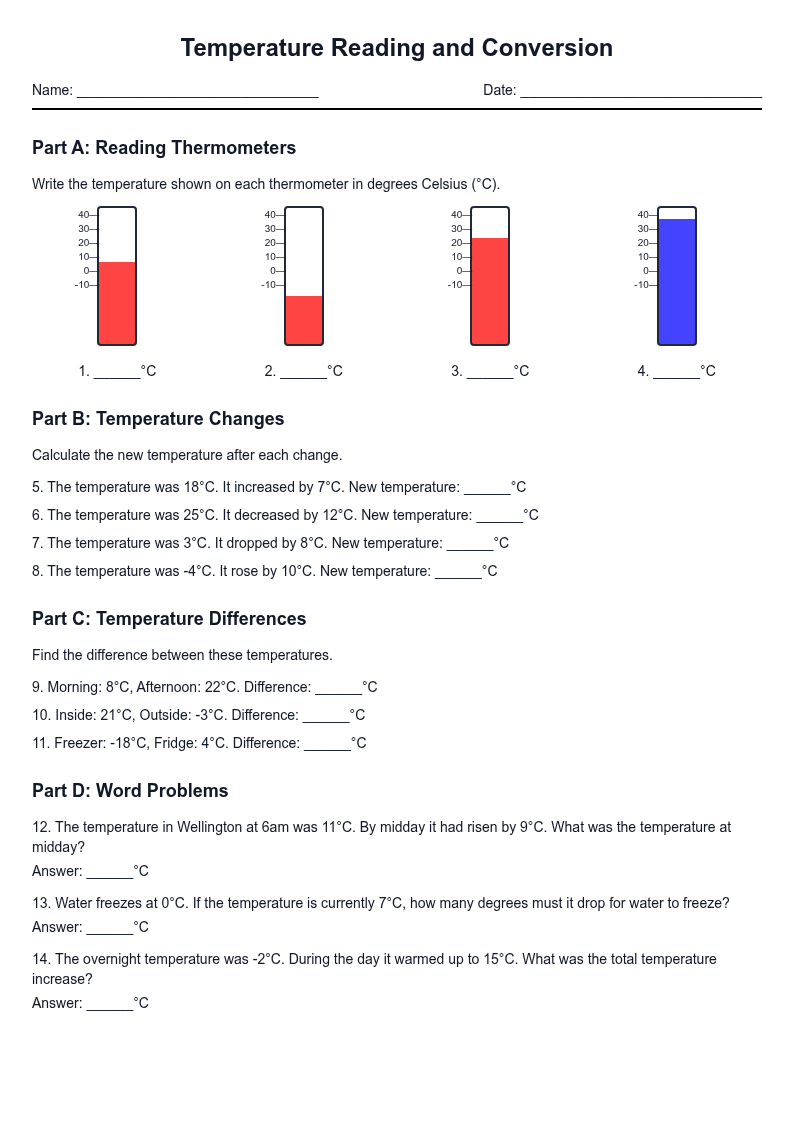 Temperature Reading and Conversion