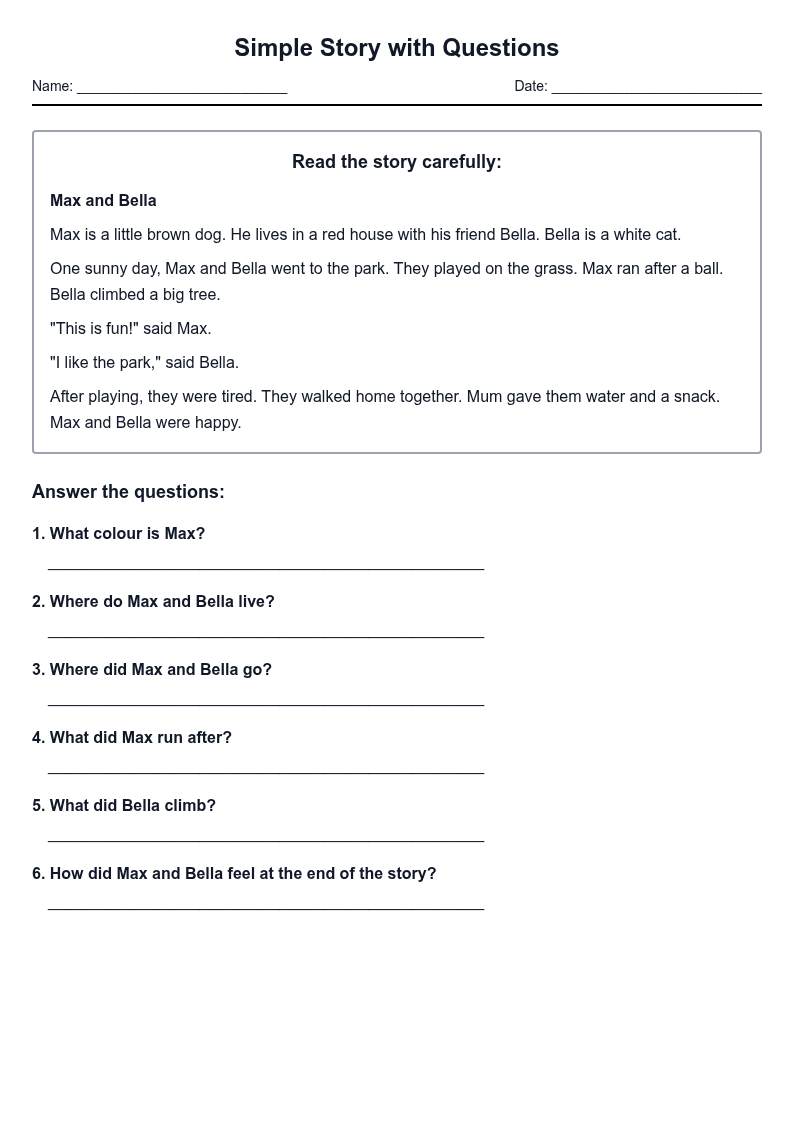 Simple Story with Questions