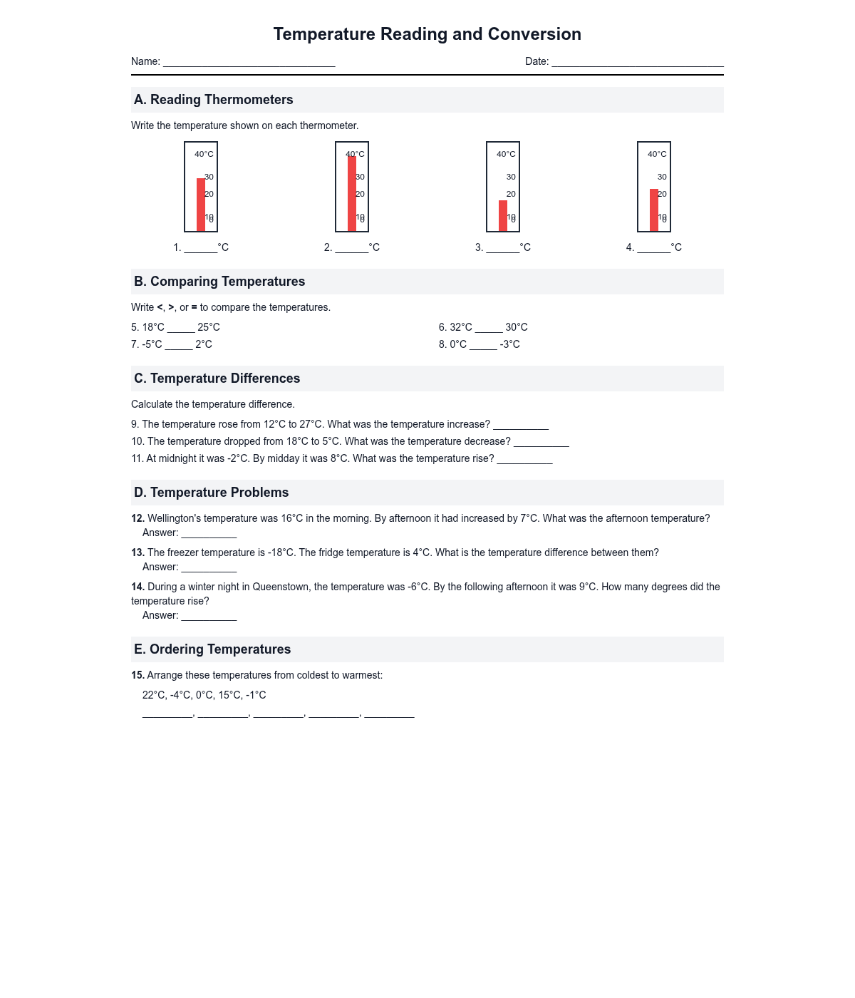 Temperature Reading and Conversion