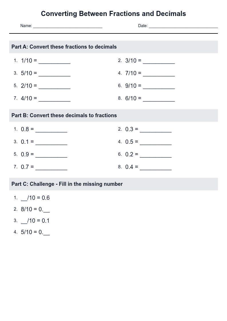 Converting Between Fractions and Decimals