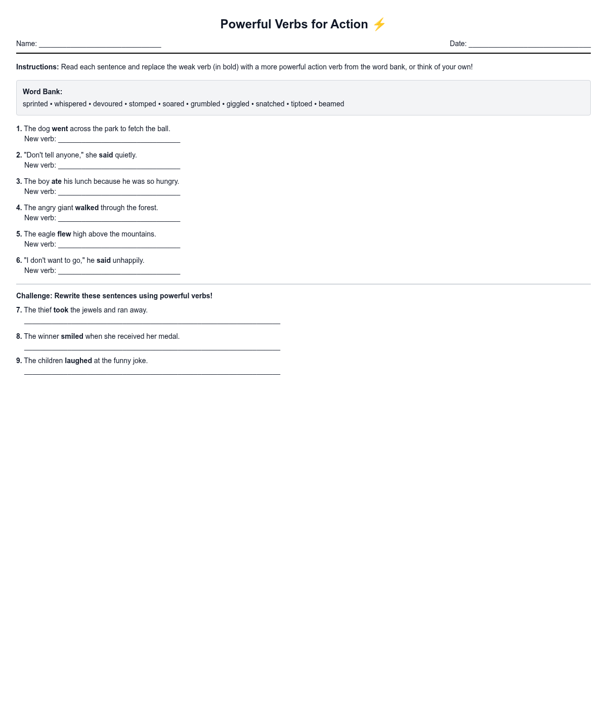 Powerful Verbs for Action