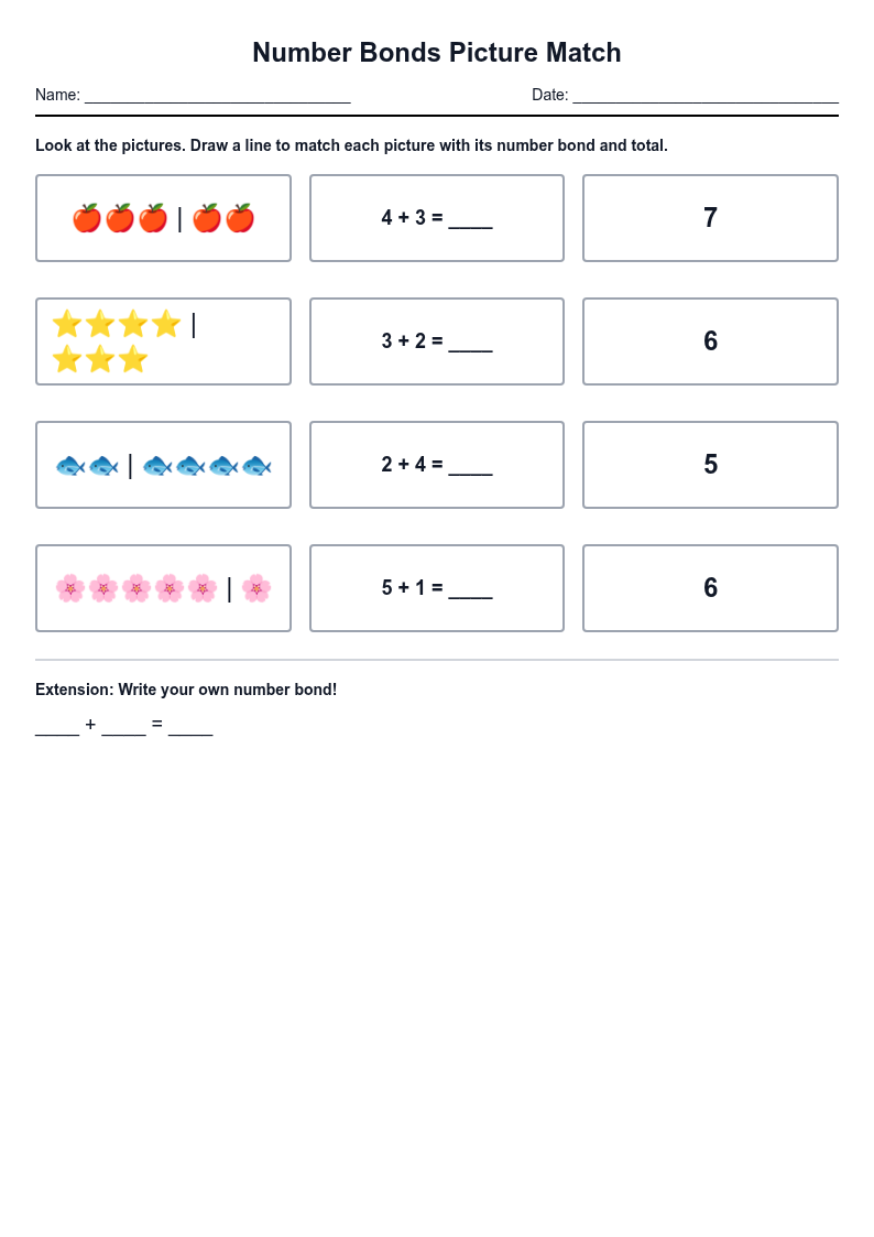 Number Bonds Picture Match