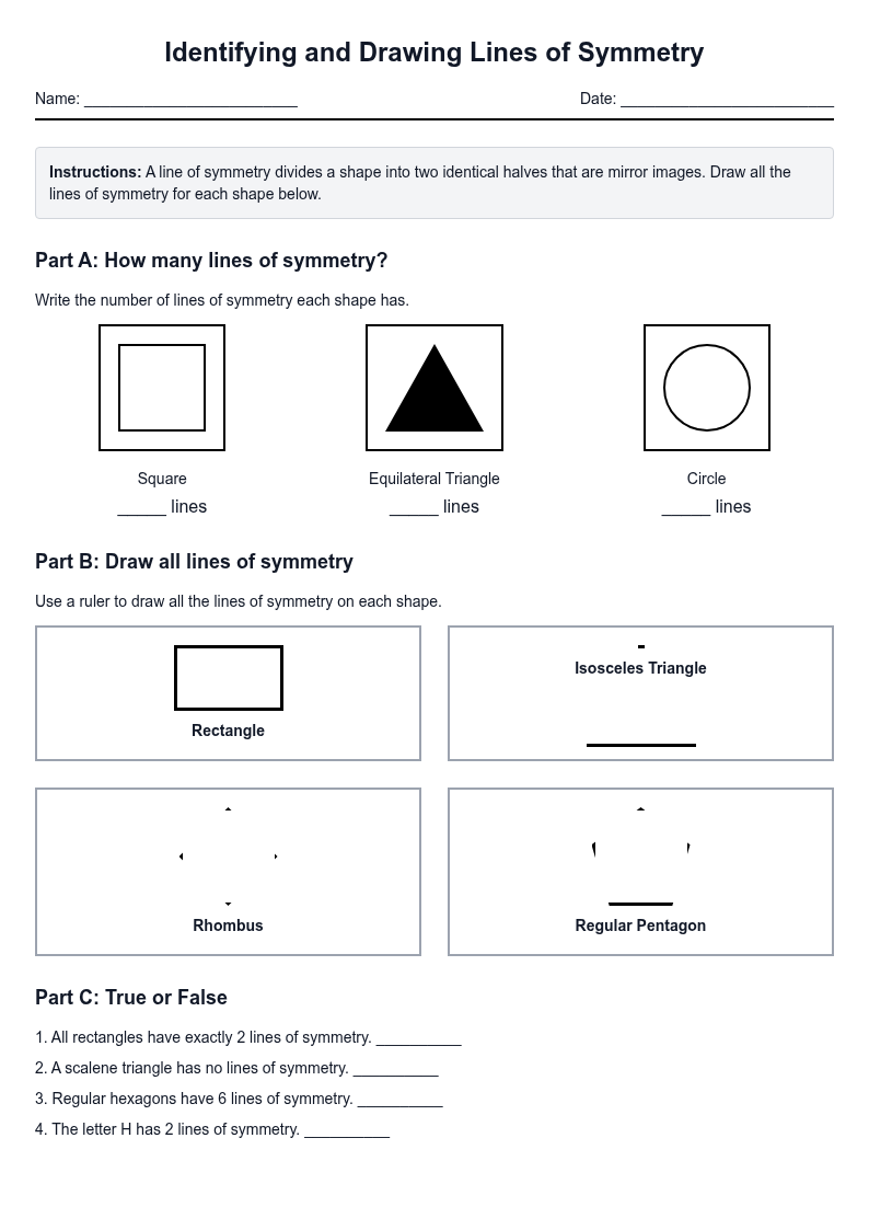 Identifying and Drawing Lines of Symmetry