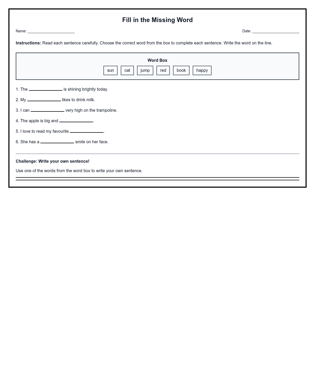 Fill in the Missing Word