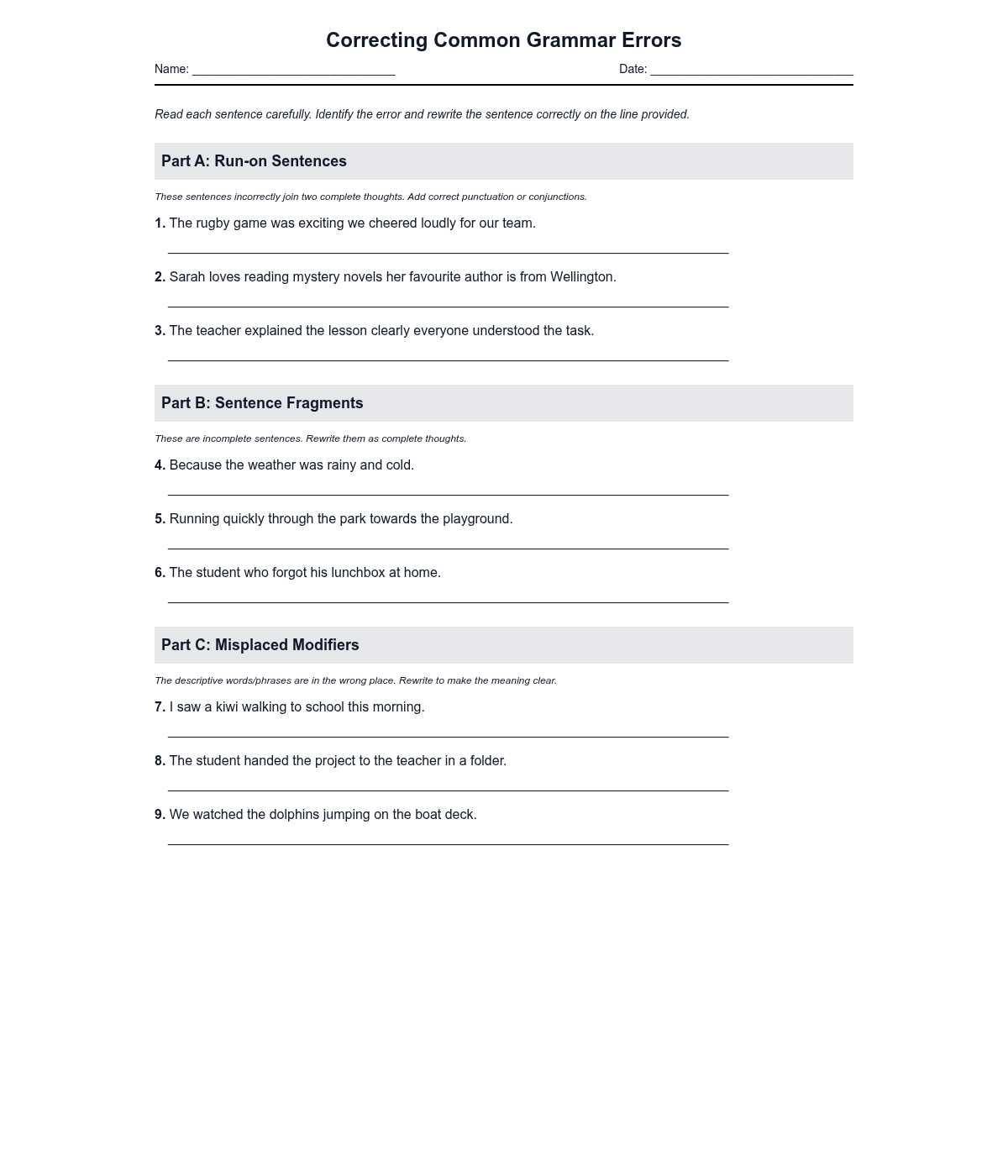 Correcting Common Grammar Errors