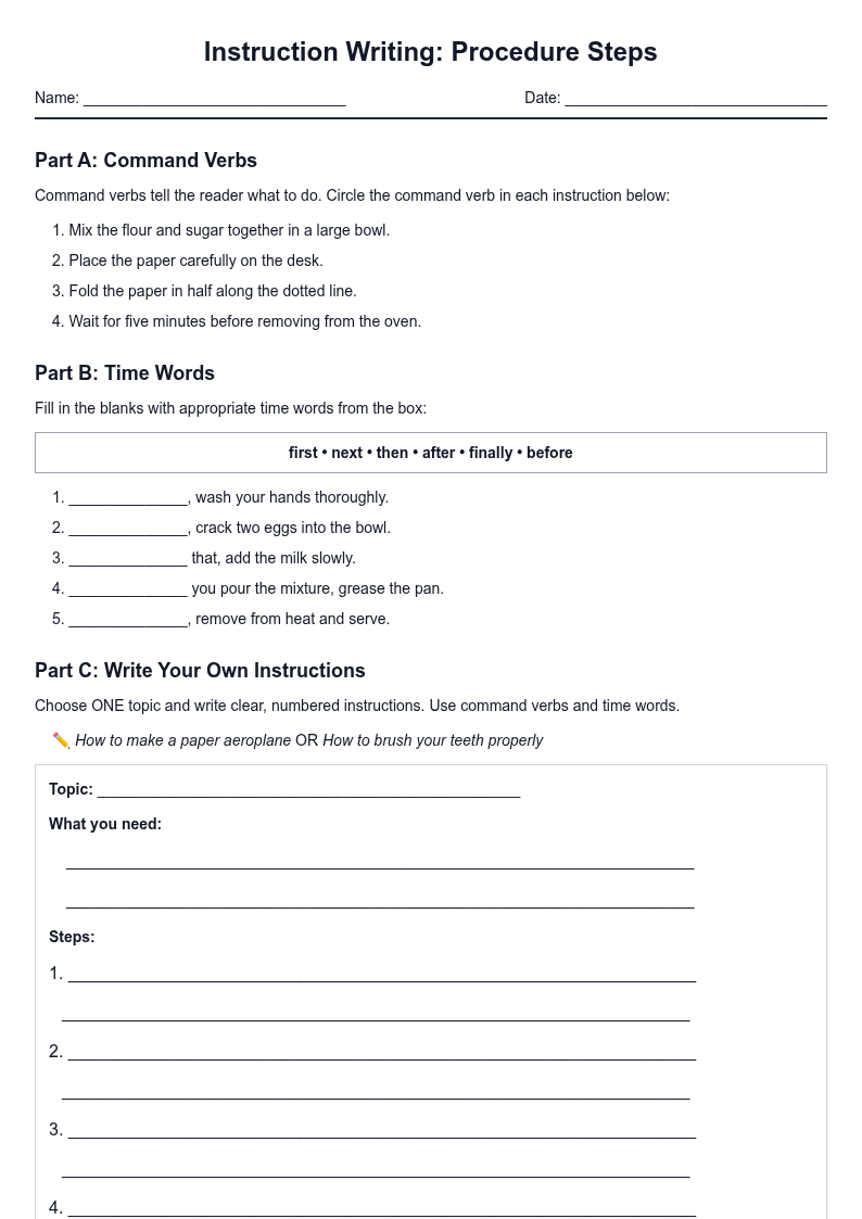Instruction Writing Procedure Steps