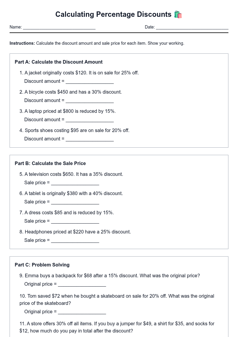 Calculating Percentage Discounts