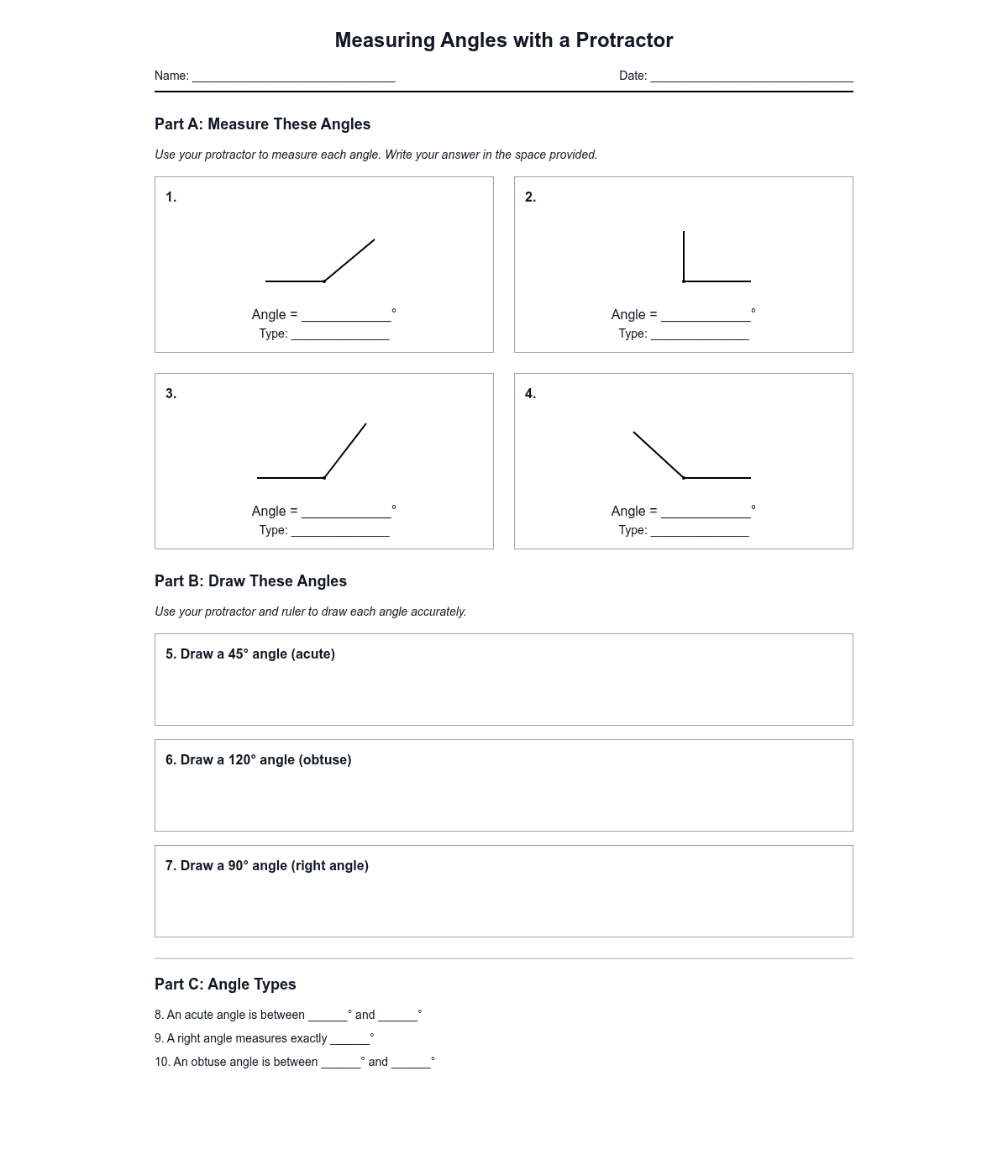 Measuring Angles with a Protractor