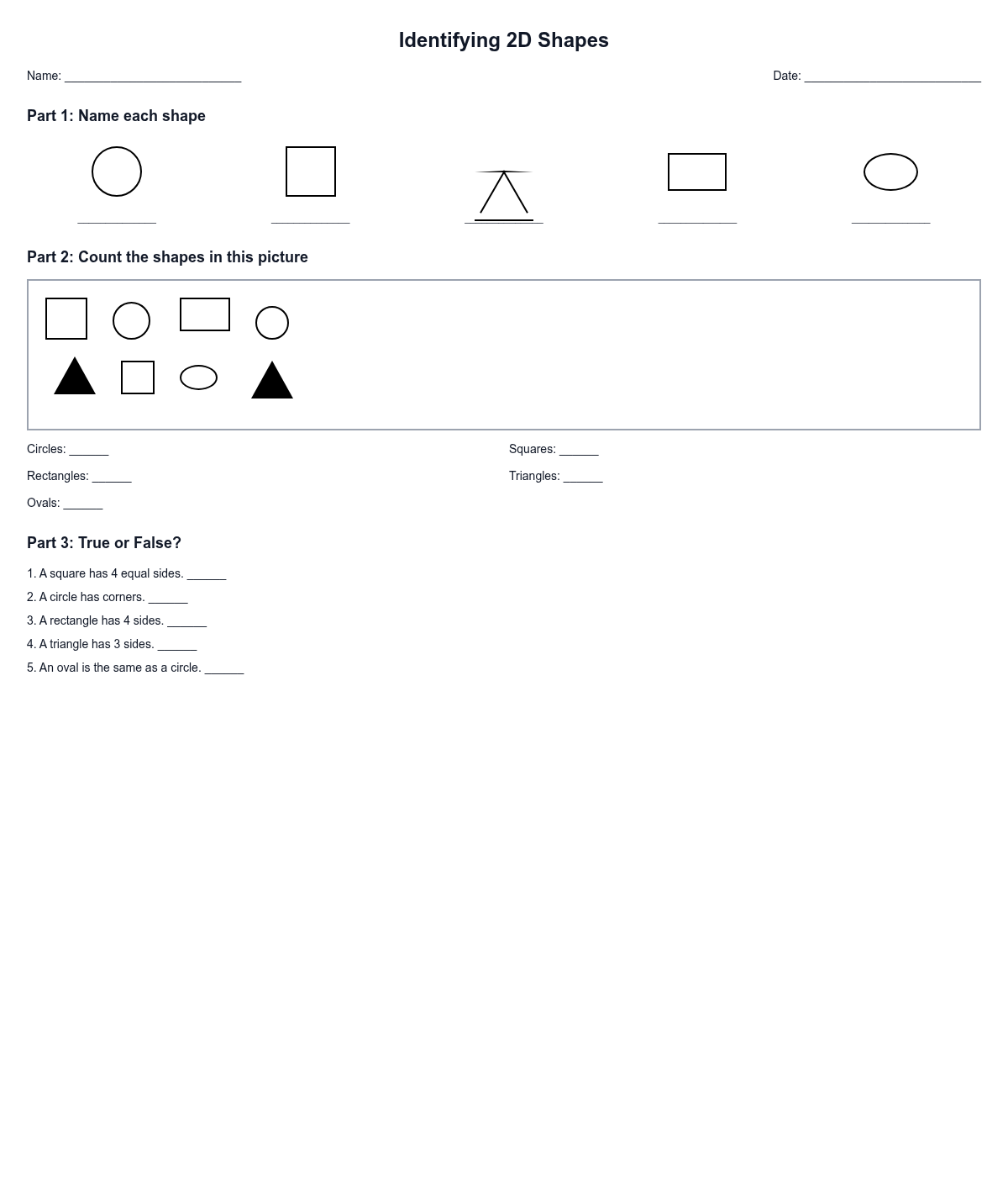Identifying 2D Shapes