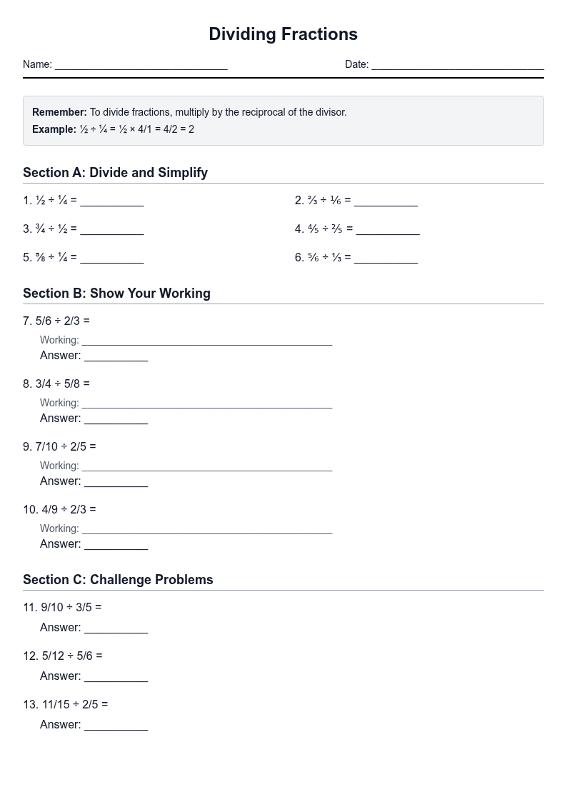 Dividing Fractions